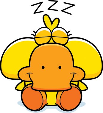 Uyuklayan karikatür ördek yavrusu