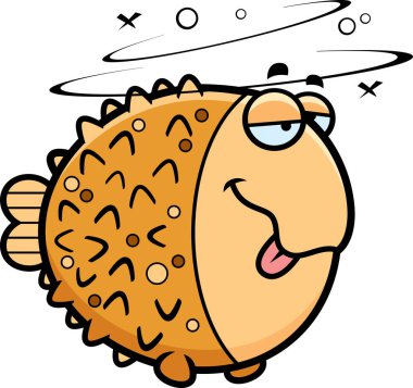 Çizgi film sarhoş Pufferfish