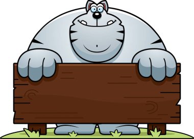 Karikatür kedi ahşap işareti