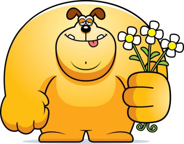 Çizgi film köpek çiçek