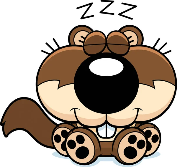 Γελοιογραφία σκίουρος στον ύπνο — Διανυσματικό Αρχείο