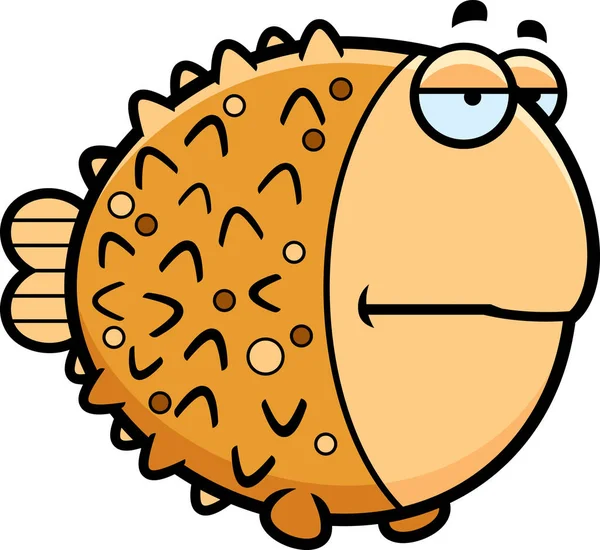 Entediado Cartoon Pufferfish —  Vetores de Stock