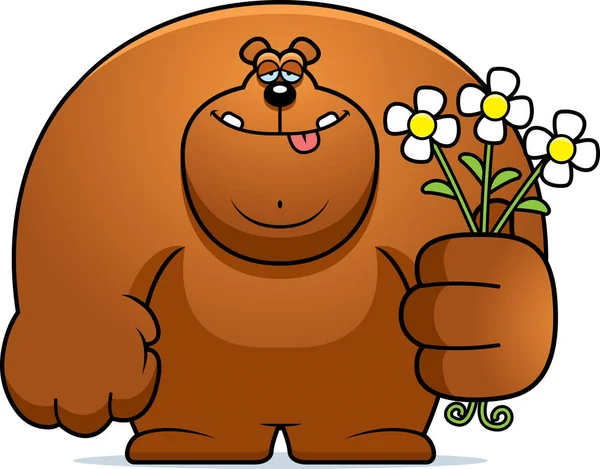 Kreskówka niedźwiedź kwiaty — Wektor stockowy