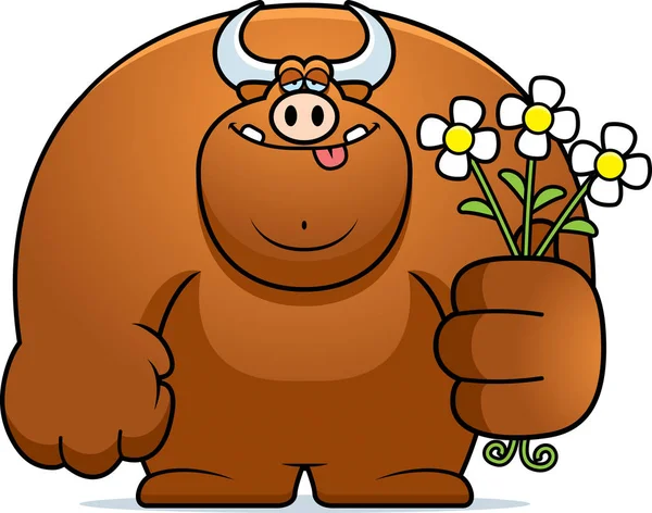 Cartoon Bull Flowers — Stock Vector