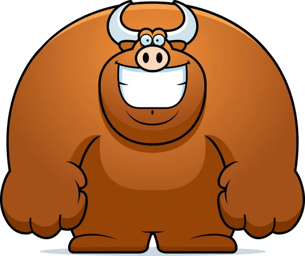 Cartoon Bull Smiling - Stok Vektor