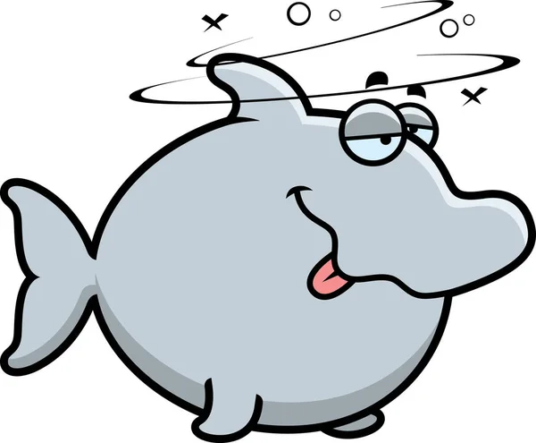 Delfín borracho de dibujos animados — Vector de stock