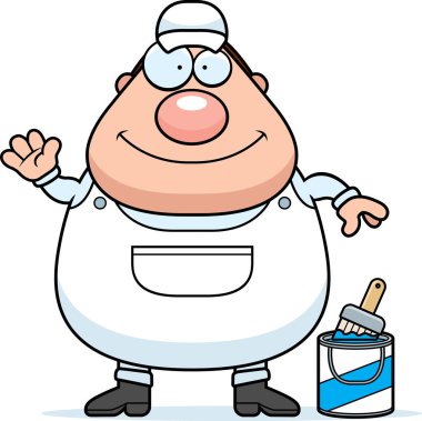 Çizgi film ressam sallayarak