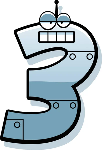 Number Three Robot — Stock Vector