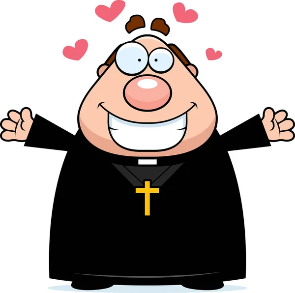 Cartoon Priest Hug — Stock Vector