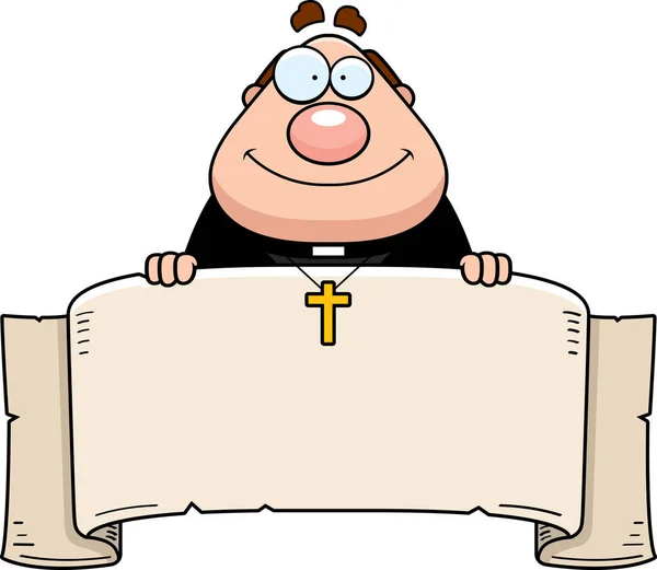 Banner del sacerdote de dibujos animados — Vector de stock