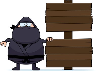Çizgi film Ninja ahşap işareti