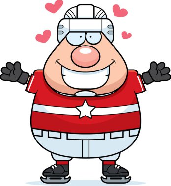 Çizgi film hokey oyuncu kucaklama