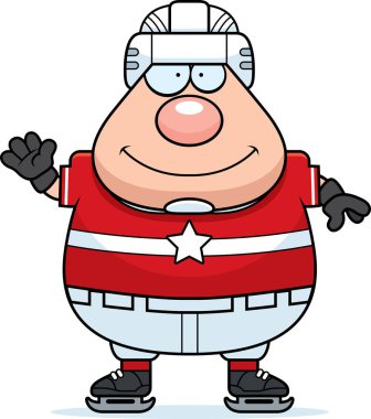 Çizgi film hokey oyuncusu sallayarak