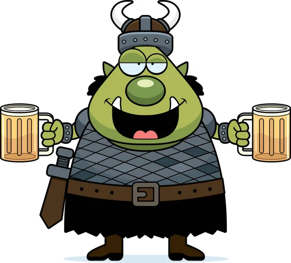 Drunk Cartoon Orc — Stock Vector