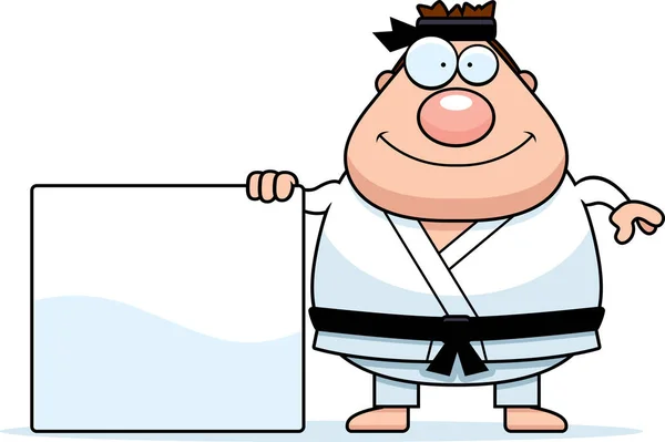 Cartoon Karate uomo segno — Vettoriale Stock