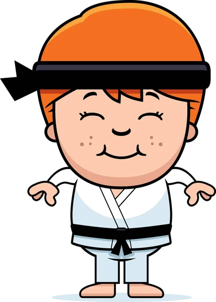 Caricatura sonriente Karate Kid — Vector de stock