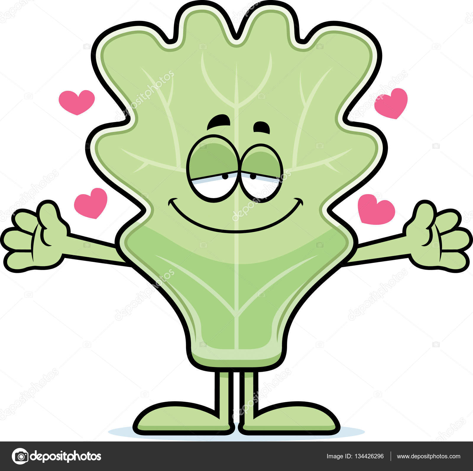 Picture cartoon lettuce leaf Cartoon Lettuce Leaf Hug — Stock Vector