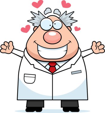 Çizgi film çılgın bilim adamı kucaklama