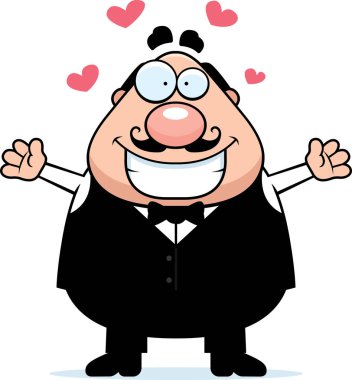 Çizgi film garson kucaklama