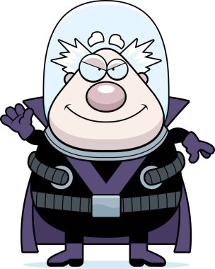 Çizgi film Supervillain sallayarak