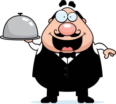 Çizgi film garson tepsi