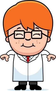 Çizgi film küçük bilim adamı gülümseyen