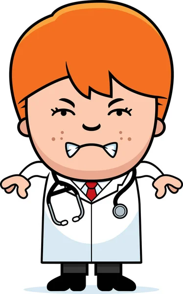 Arrabbiato cartone animato bambino medico — Vettoriale Stock