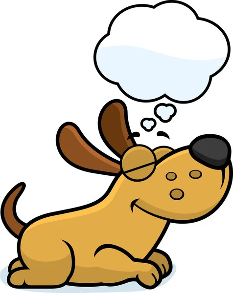 Perro de dibujos animados soñando — Vector de stock