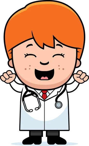 Dibujos animados niño doctor celebrar — Vector de stock