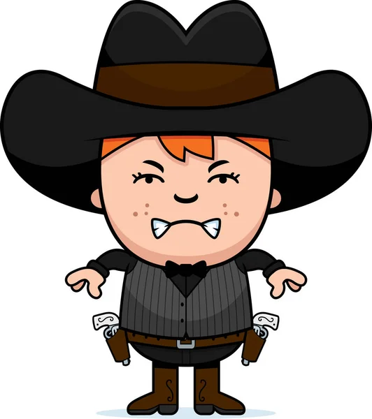 Angry Cartoon Little Gunfighter — Stock Vector