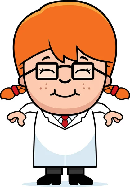 Sorridente cartone animato piccolo scienziato — Vettoriale Stock