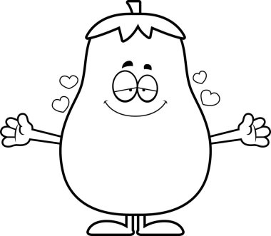 Karikatür patlıcan kucaklama