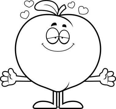 Karikatür şeftali kucaklama