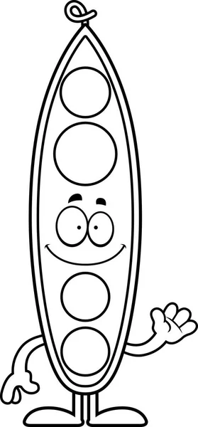 Cartoon Peapod Waving - Stok Vektor