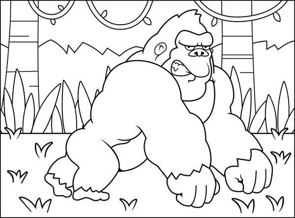Cartoon Gorilla Jungle — Stock vektor