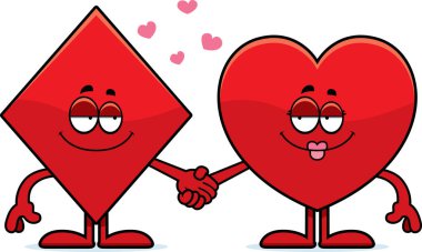 El ele tutuşarak karikatür kart takım elbise