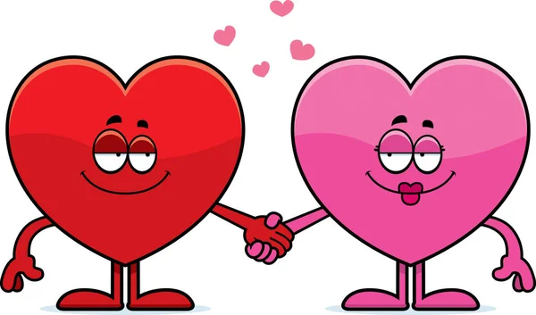 Cartoon hjärtan håller händerna — Stock vektor