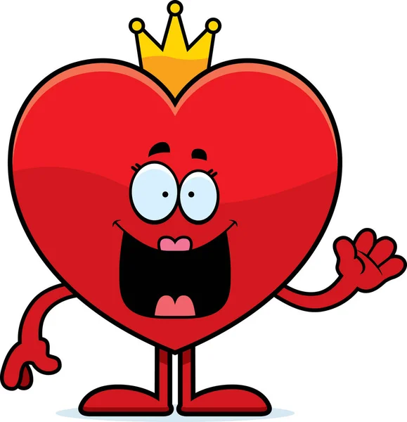 Królowa kreskówka macha serca — Wektor stockowy
