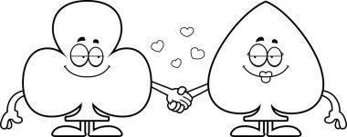 El ele tutuşarak karikatür kart takım elbise