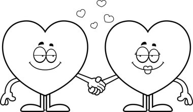 El ele tutuşarak karikatür Kalpler