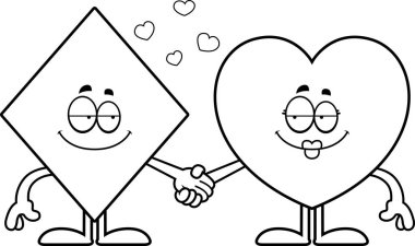 El ele tutuşarak karikatür kart takım elbise