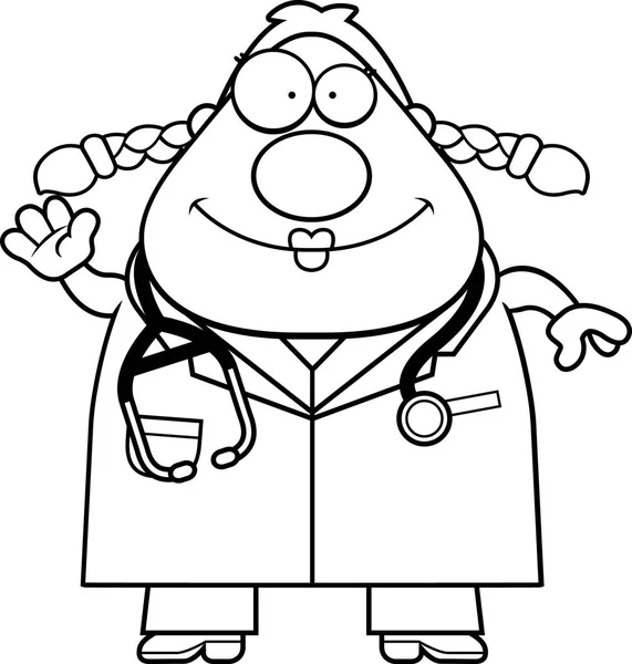 Waving Cartoon Doctor — Stock Vector