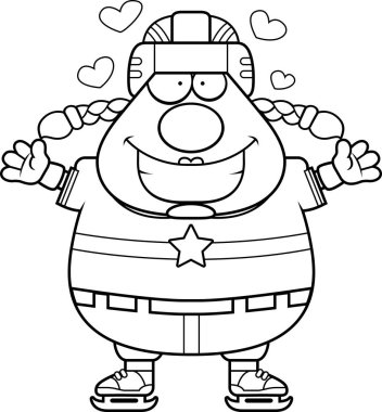 Çizgi film hokey oyuncu kucaklama