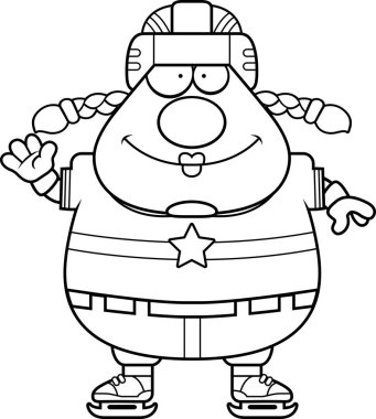 Çizgi film hokey oyuncusu sallayarak