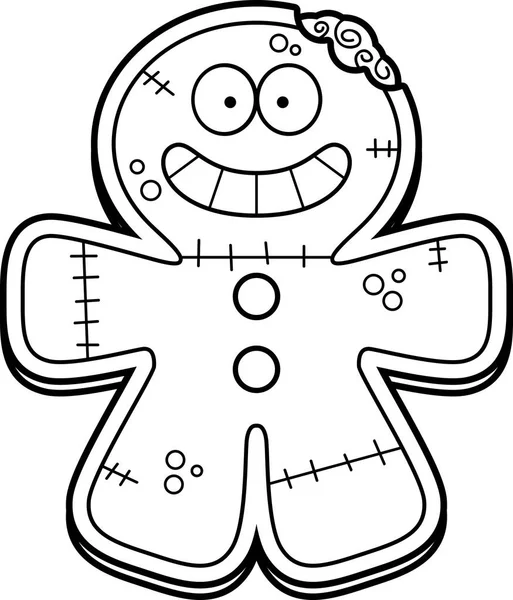 Sorrindo Cartoon Gingerbread Zombie —  Vetores de Stock