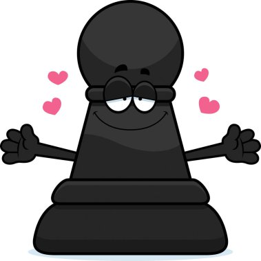 Çizgi film satranç piyon kucaklama