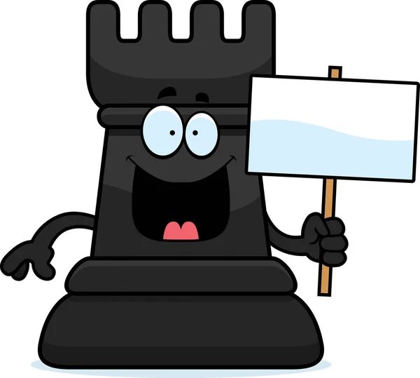 Signo de torre de ajedrez de dibujos animados — Vector de stock