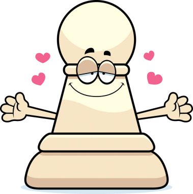 Çizgi film satranç piyon kucaklama