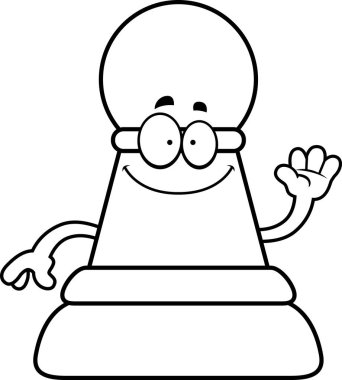 Karikatür satranç piyon sallayarak