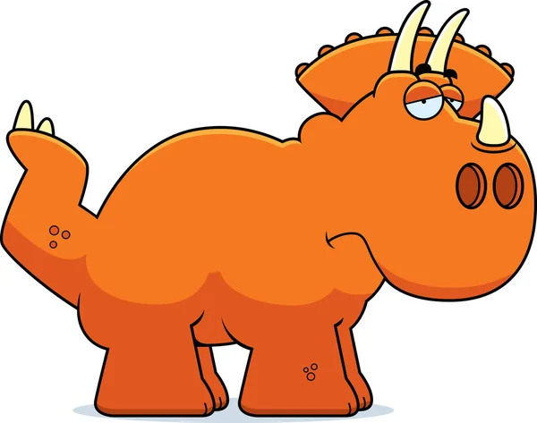 Triste Triceratops de dibujos animados — Vector de stock